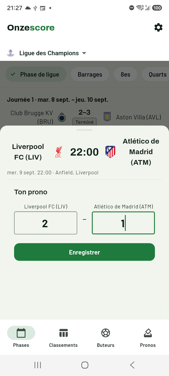 Formulaire de pronostic